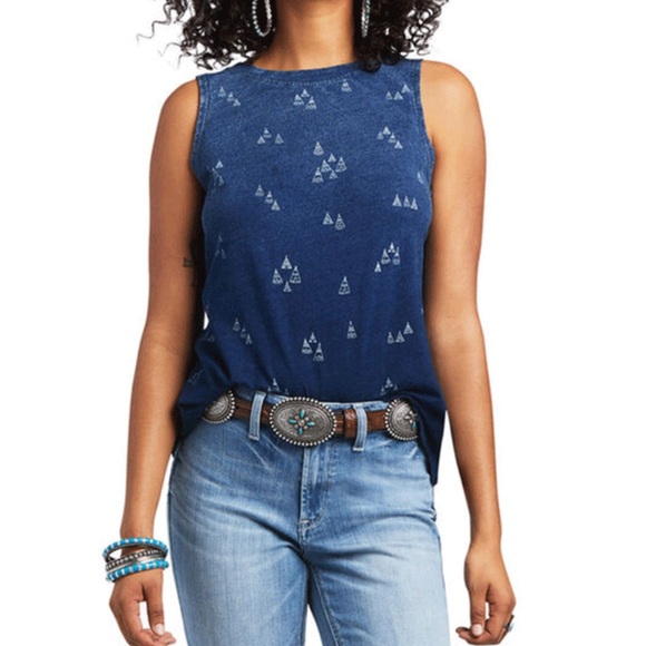 Ariat Tops - ARIAT western wear boot barn teepee ombré tank top Women's Sleeveless Blue small